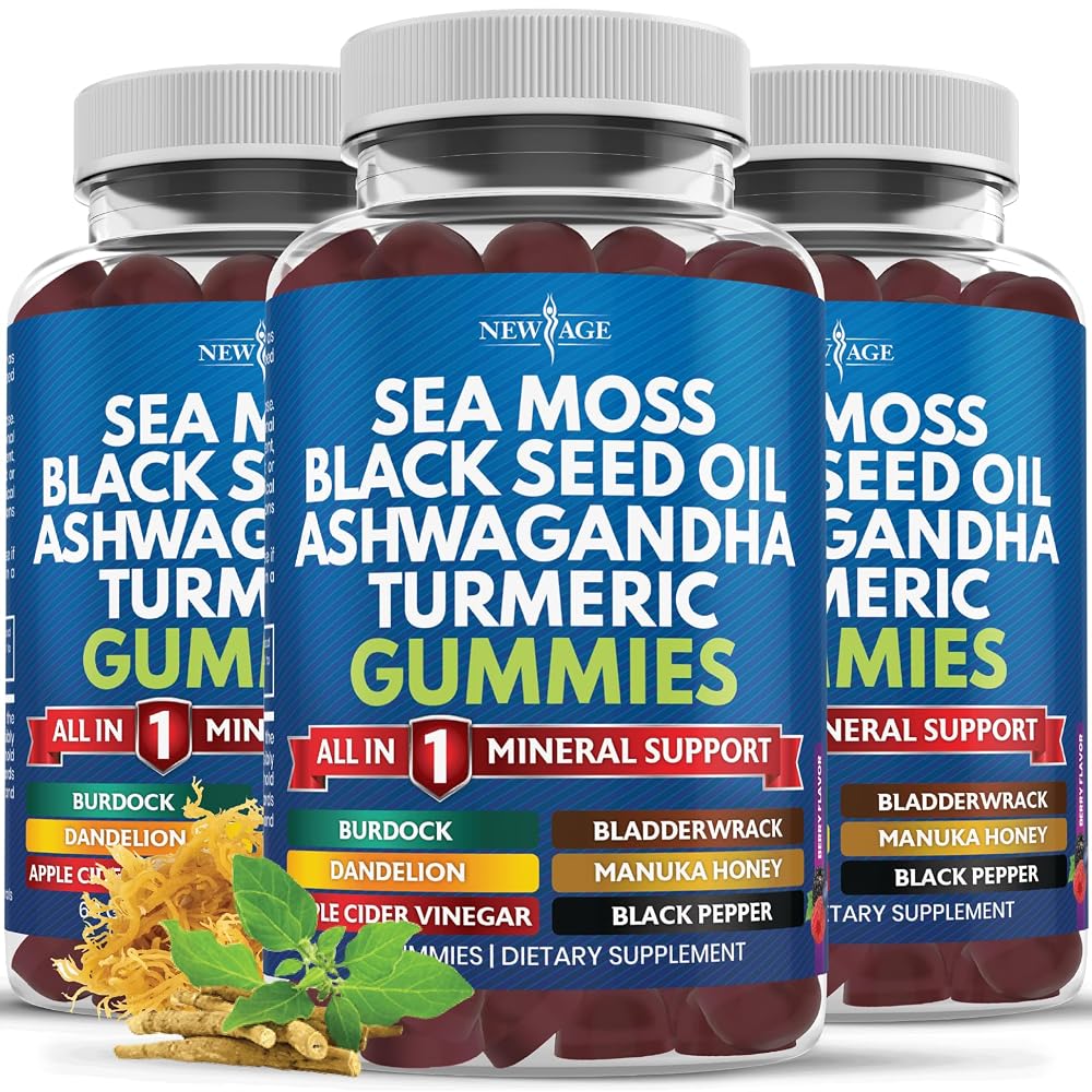 NEW AGE Sea Moss with Colloidal Gold Black Seed Oil Ashwagandha