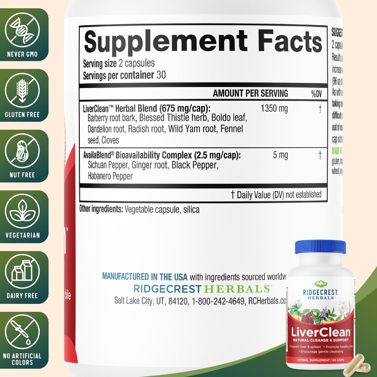 RidgeCrest Herbals LiverClean Herbal Liver Support - 60 Capsules - image 3