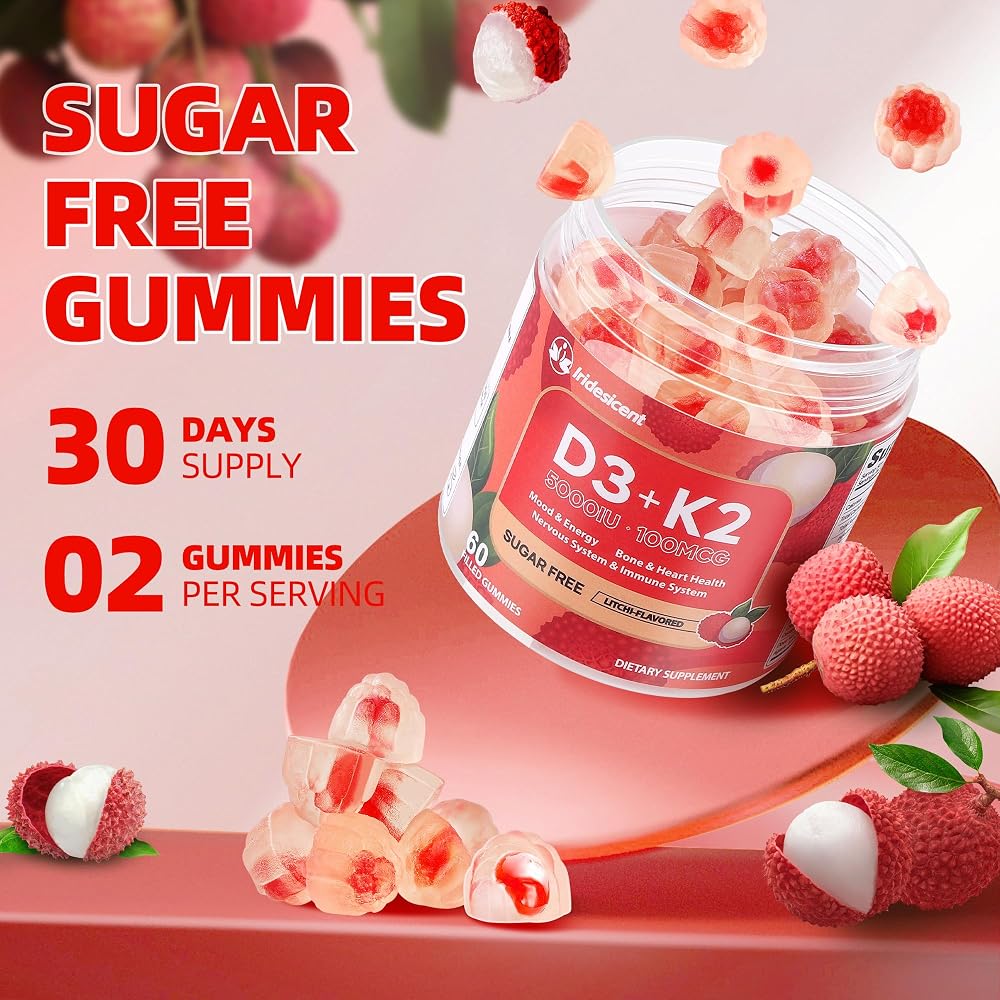 IRIDESICENT Vitamin D3 K2 Gummies w/Magnesium Sugar Free - D3 Vitamin