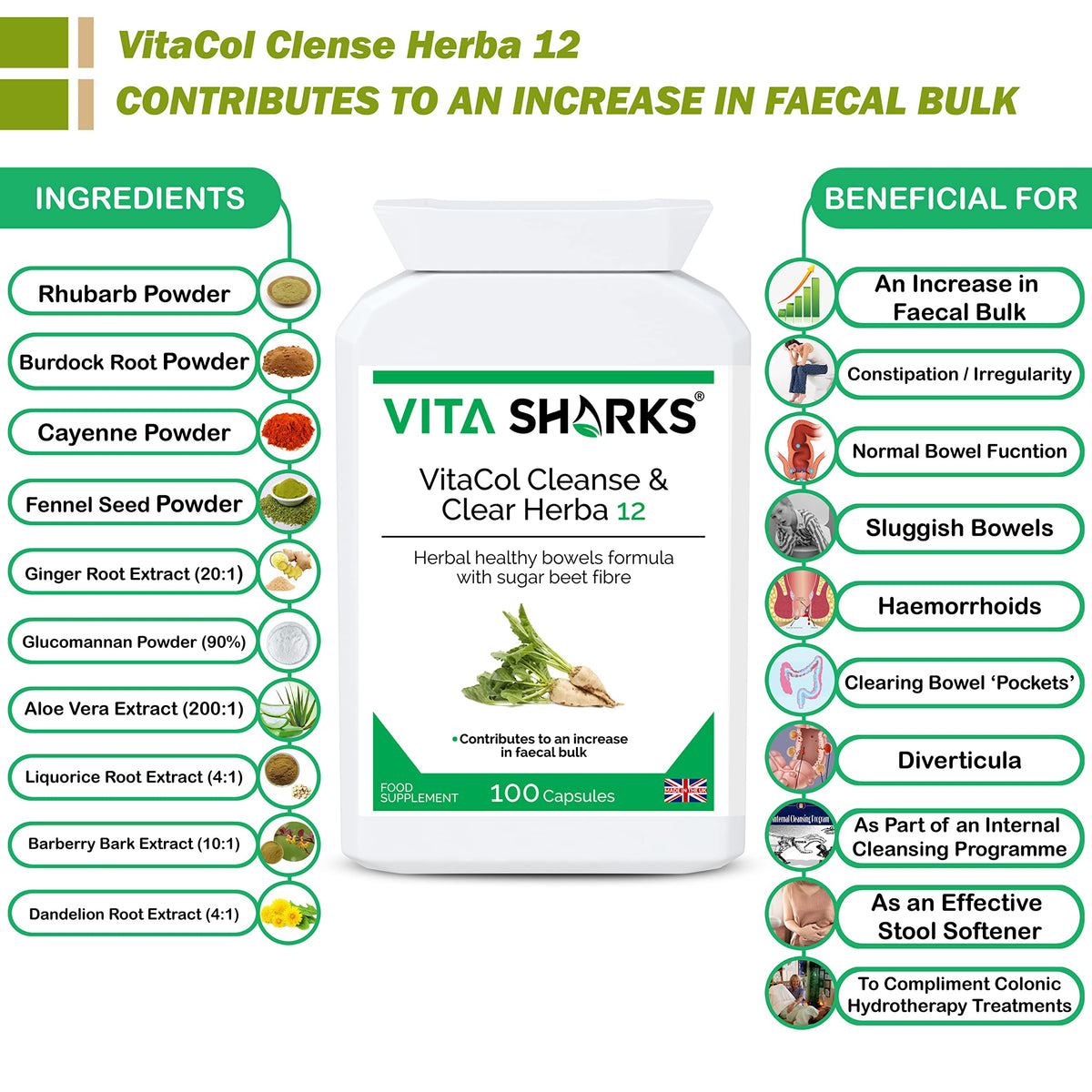 Vita Sharks VitaCol Clense Herba 12 Colon Cleanse - 1 Capsules - image 5