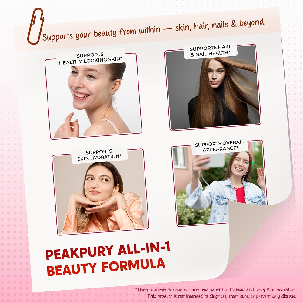 PEAKPURY Collagen 1440mg with Biotin & Keratin for Hair & Skin - 150 Capsules - image 3