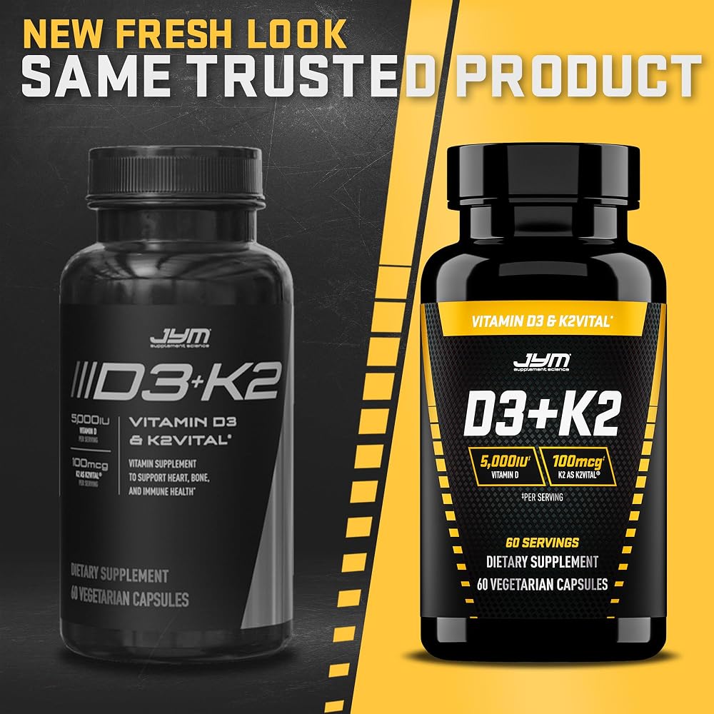 JYM D3 + K2 Supplement 5000 IU Vitamin D3 - 60 Vegetarian Capsules - image 2