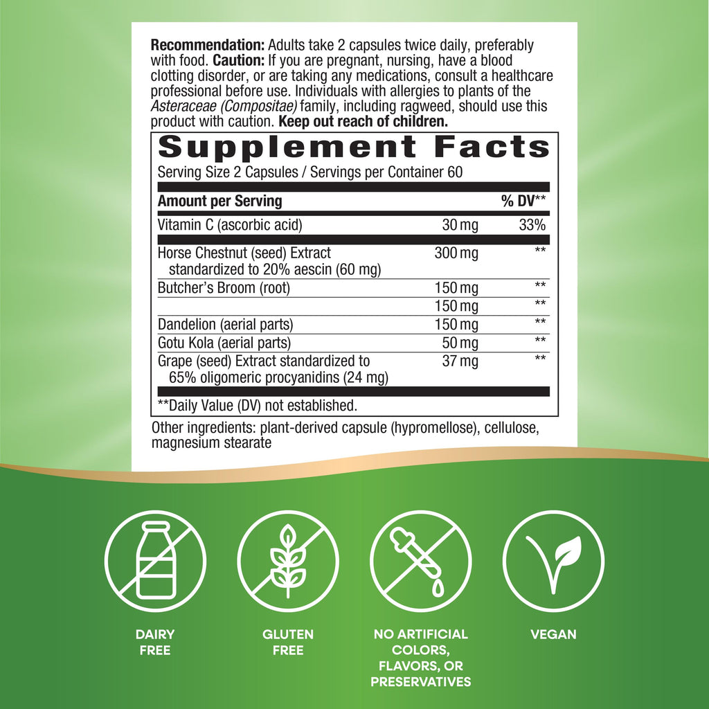 Nature's Way Leg Veins Support Blend - 120 Vegetarian Capsules - image 2