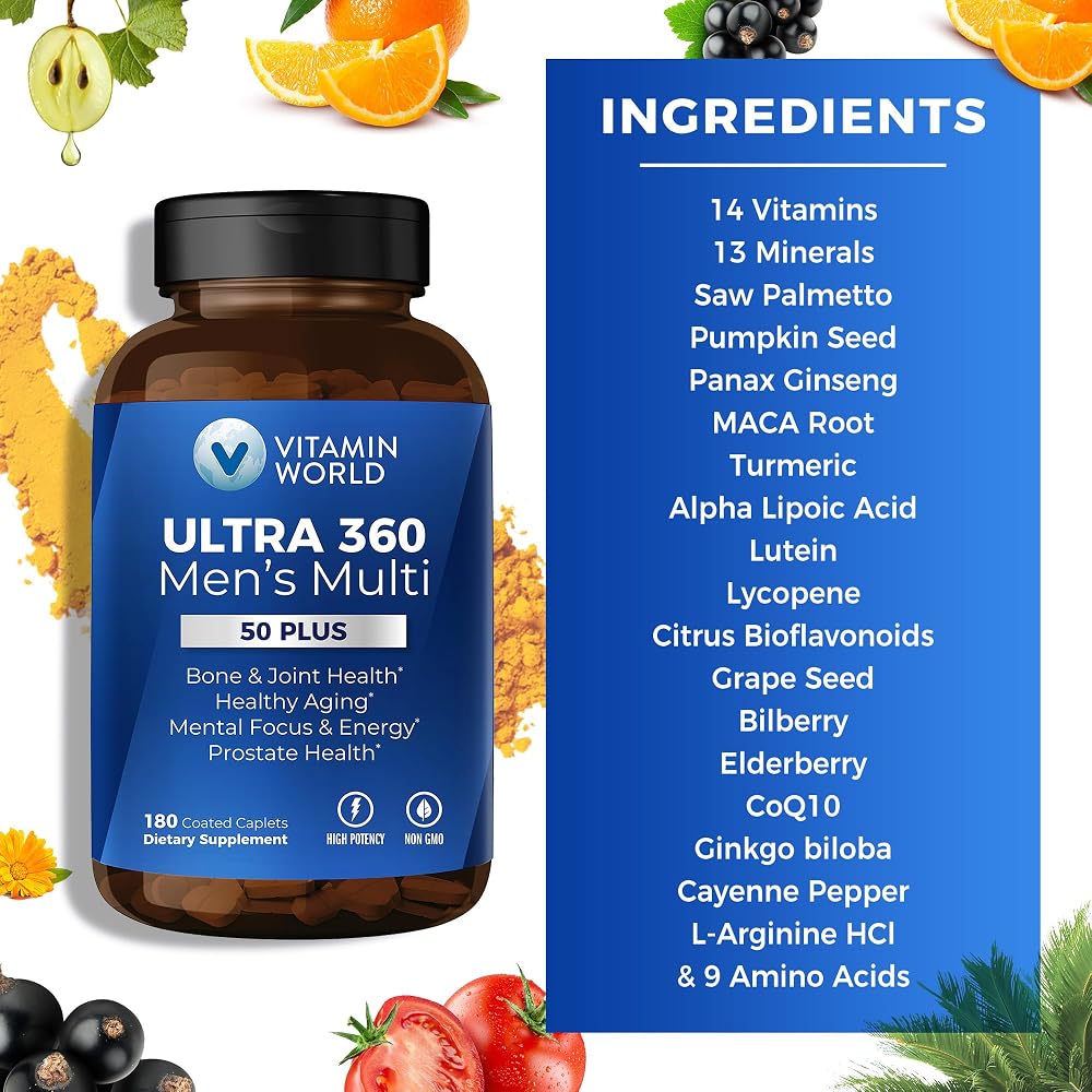 Vitamin World Ultra 360 Multivitamin for Men Over 50 - 180 Caplets - image 5