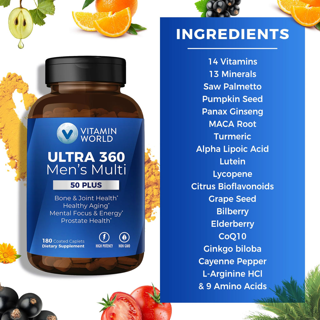 Vitamin World Ultra 360 Multivitamin for Men Over 50 - 180 Caplets - image 5