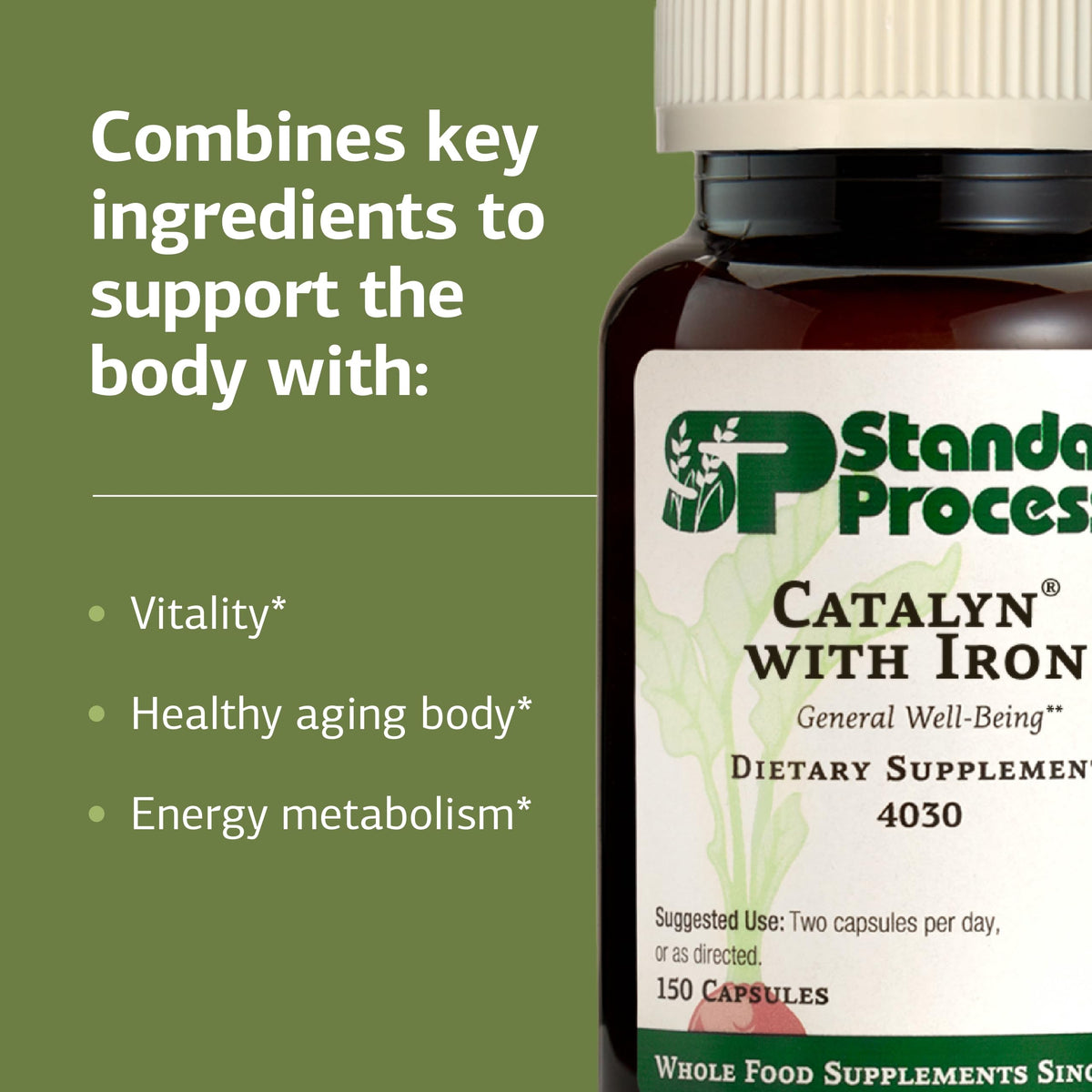 Standard Process Catalyn with Iron, Energy Metabolism Support - 150 Capsules - image 4