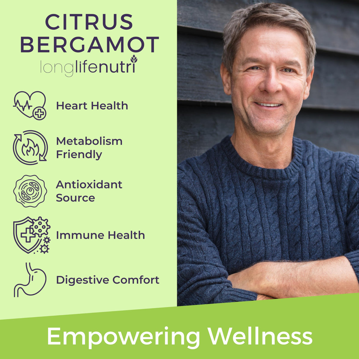 LongLifeNutri Citrus Bergamot Extract 500mg - 120 Vegetarian Capsules - image 4
