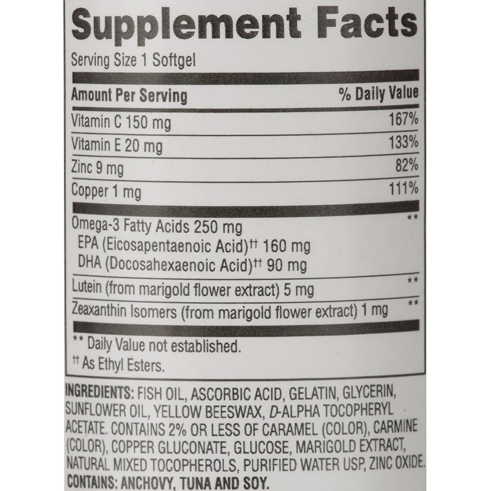 Equate Vision Formula 50+ Lutein, Zeaxanthin & Omega-3 - 300 Softgels - image 3