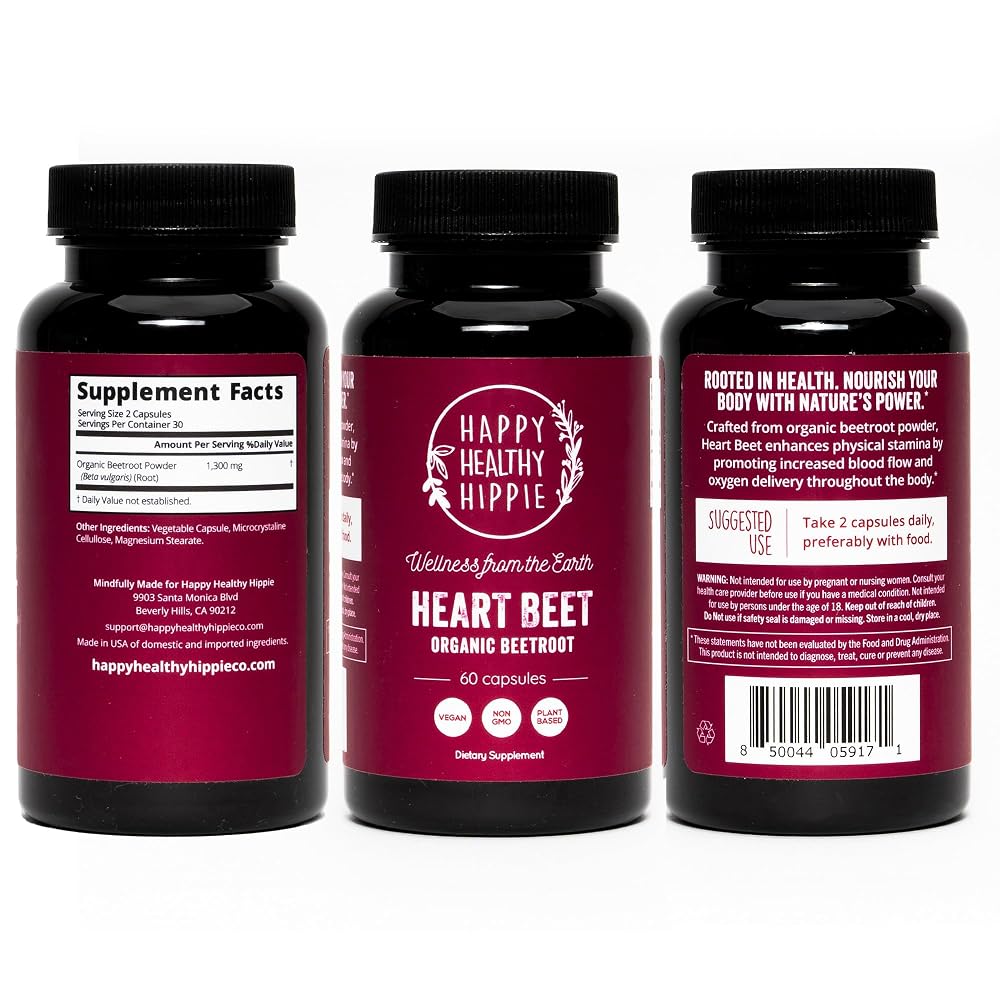 Happy Healthy Hippie Organic Beet Root Capsules 1,300 mg - 60 Count - image 8