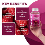 Vitamatic Glucose chewable Gummies - 60 Count - Natural Raspberry
