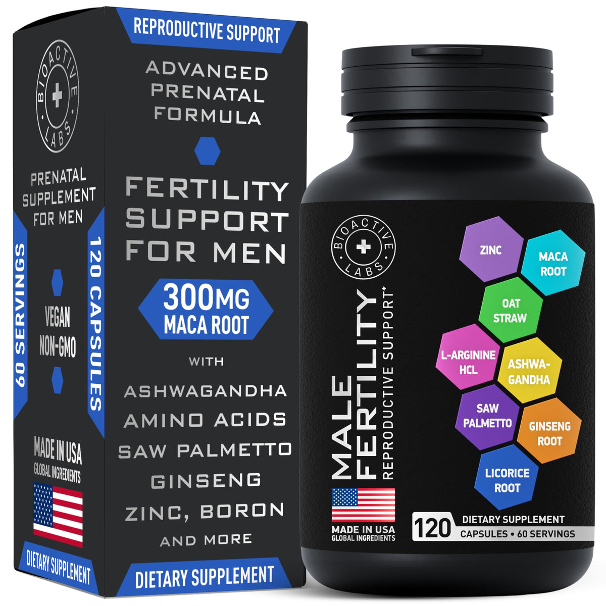 BIOACTIVE LABS Male Fertility Support Supplement - 120 Capsules