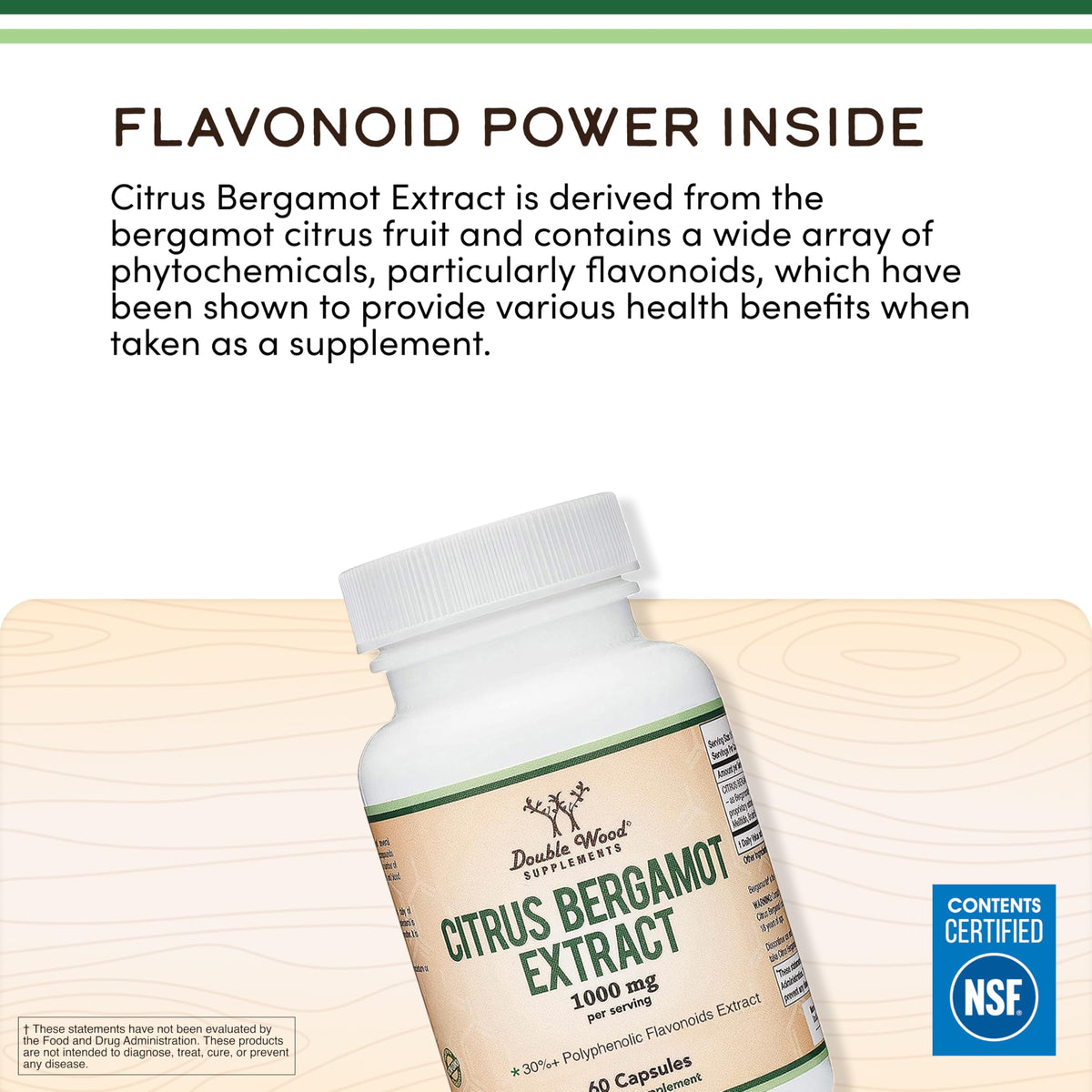 Double Wood Supplements Citrus Bergamot Extract 1000mg - 60 Capsules - image 4
