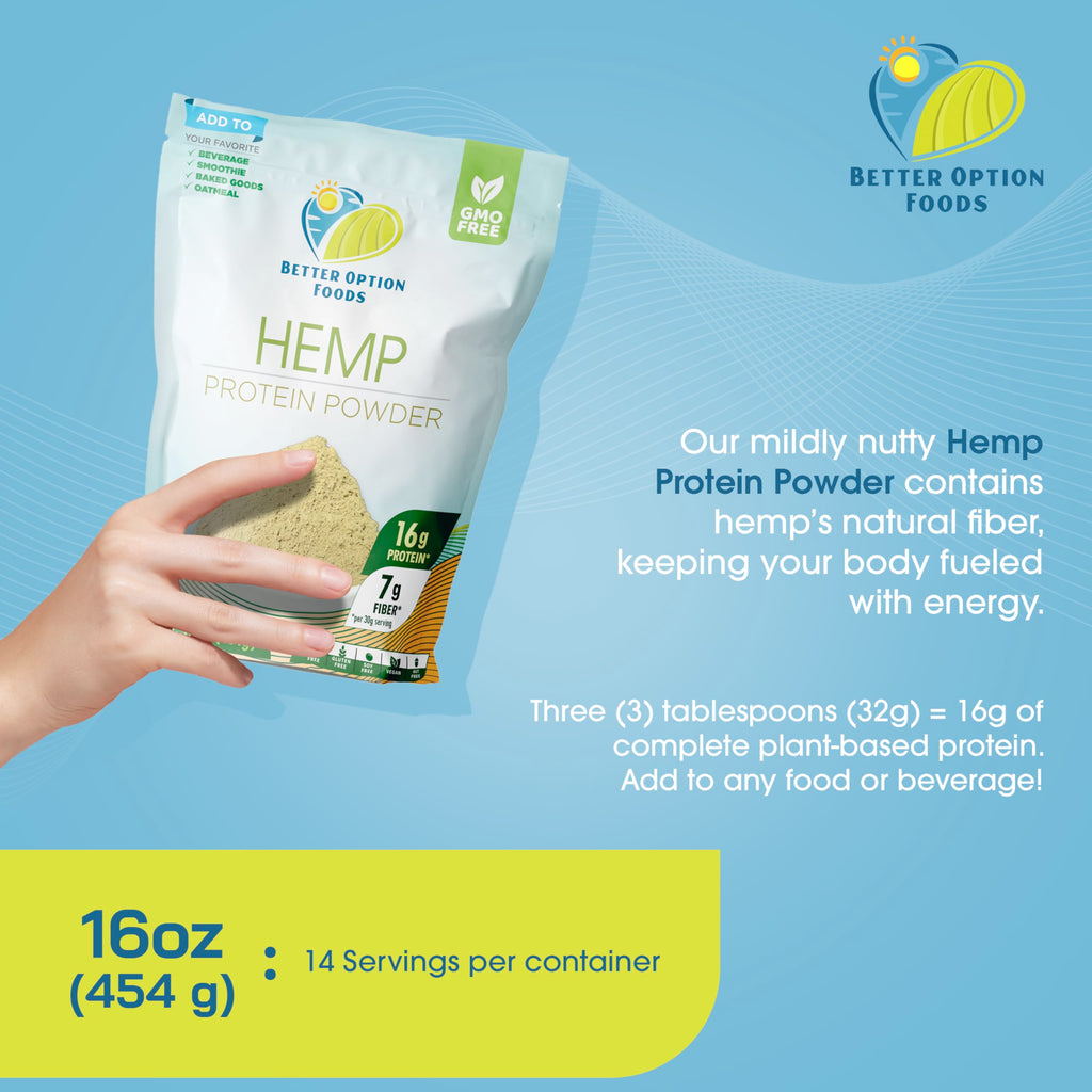 Better Option Foods Hemp Powder - Easy-to-Digest Fiber Protein Powder