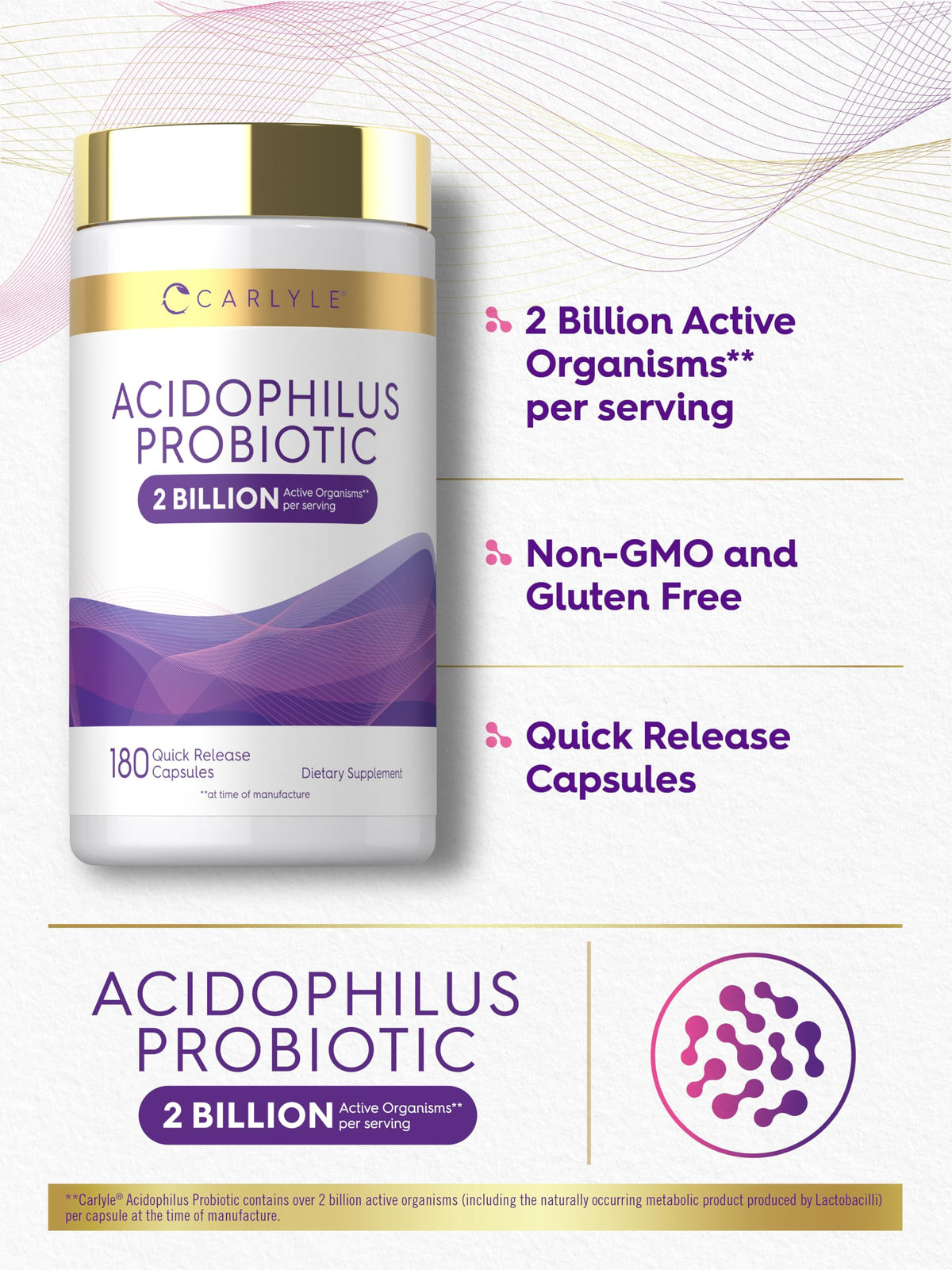 Carlyle Acidophilus Probiotic for Digestive Health - 180 Capsules - image 4
