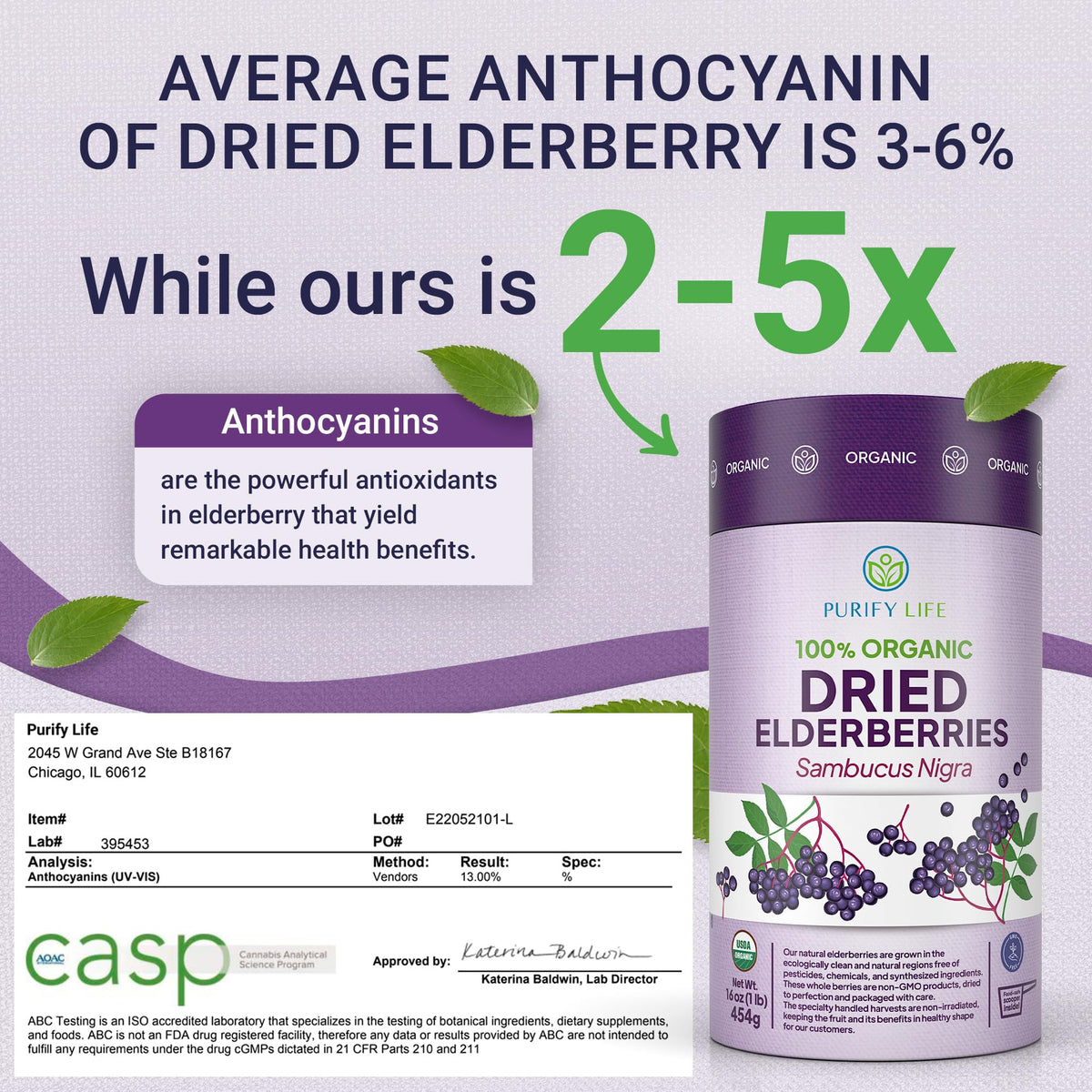 Purify Life USDA Organic Dried Elderberries - 1 lb - image 2
