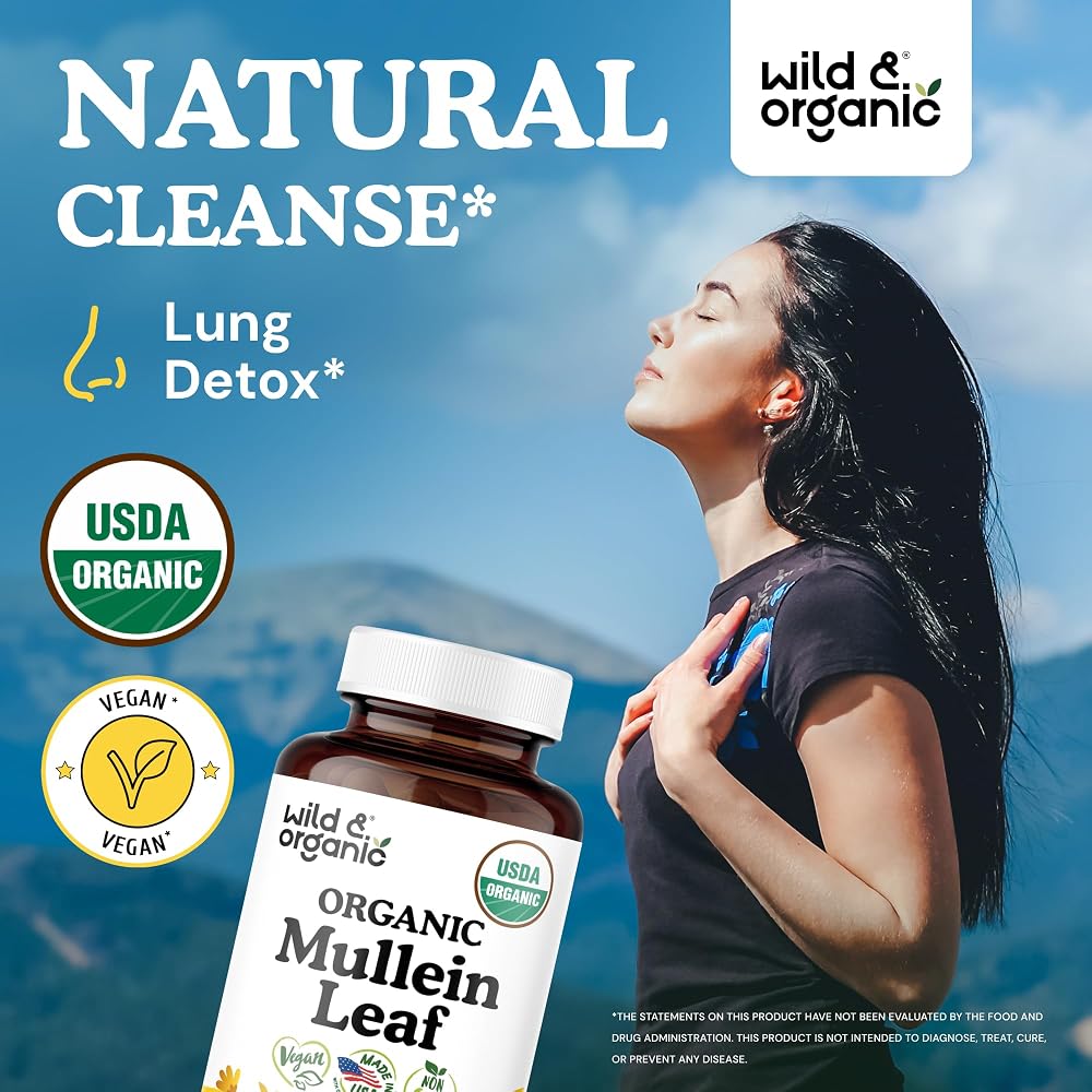 Wild & Organic USDA Organic Mullein Capsules Lung Support - 90 Count - image 2