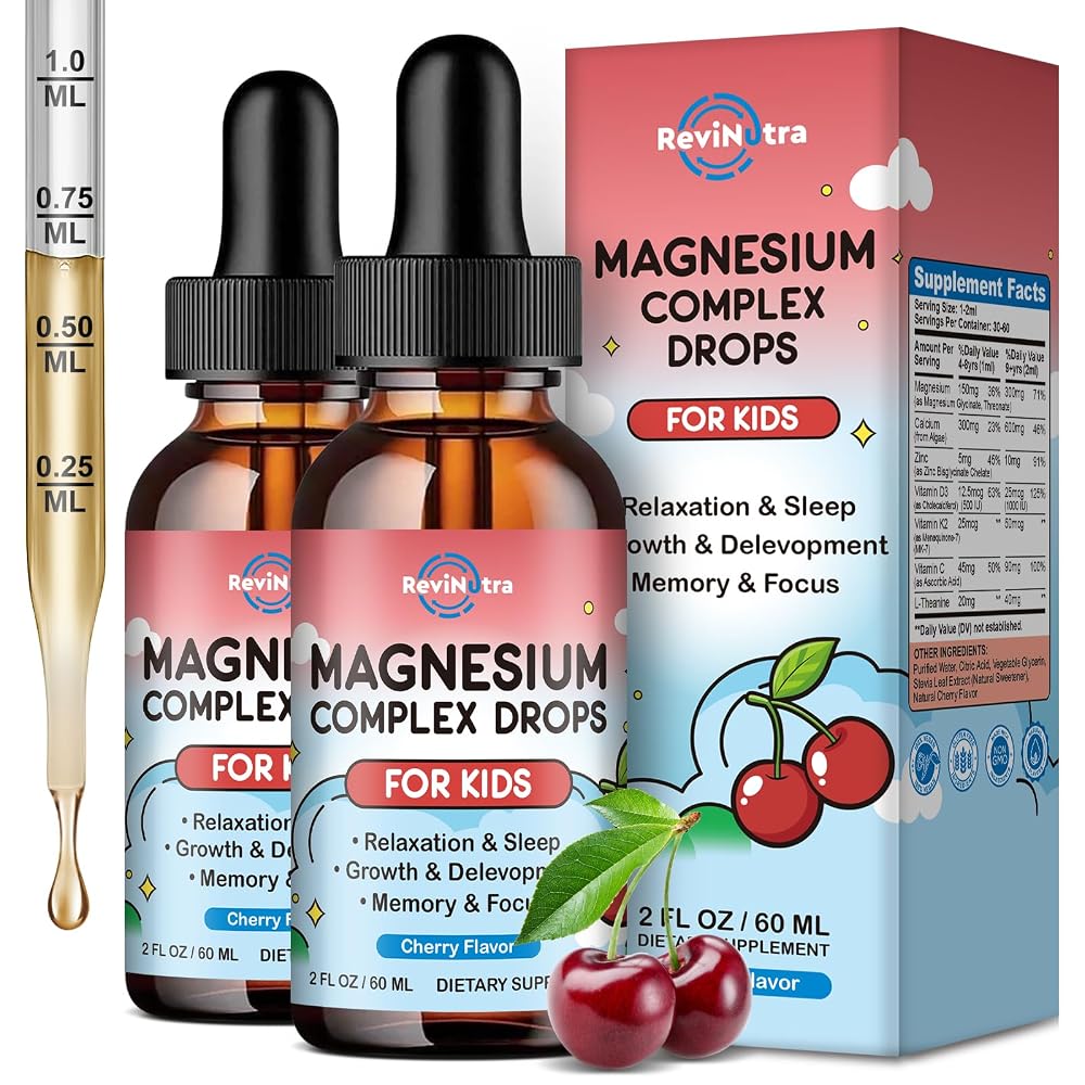 ReviNutra Kids Magnesium Glycinate Liquid Drops, Magnesium for Kids