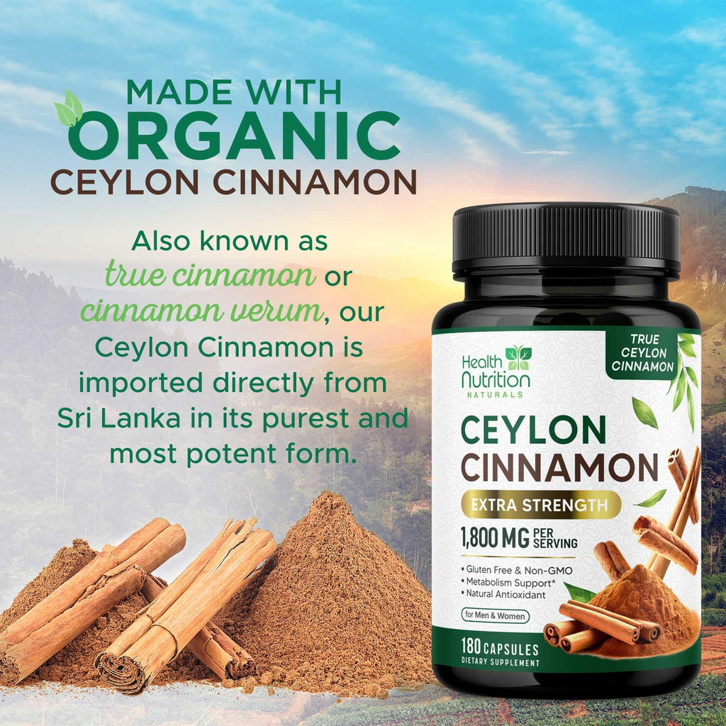 Health Nutrition Naturals Ceylon Cinnamon Capsules - 100% Extra