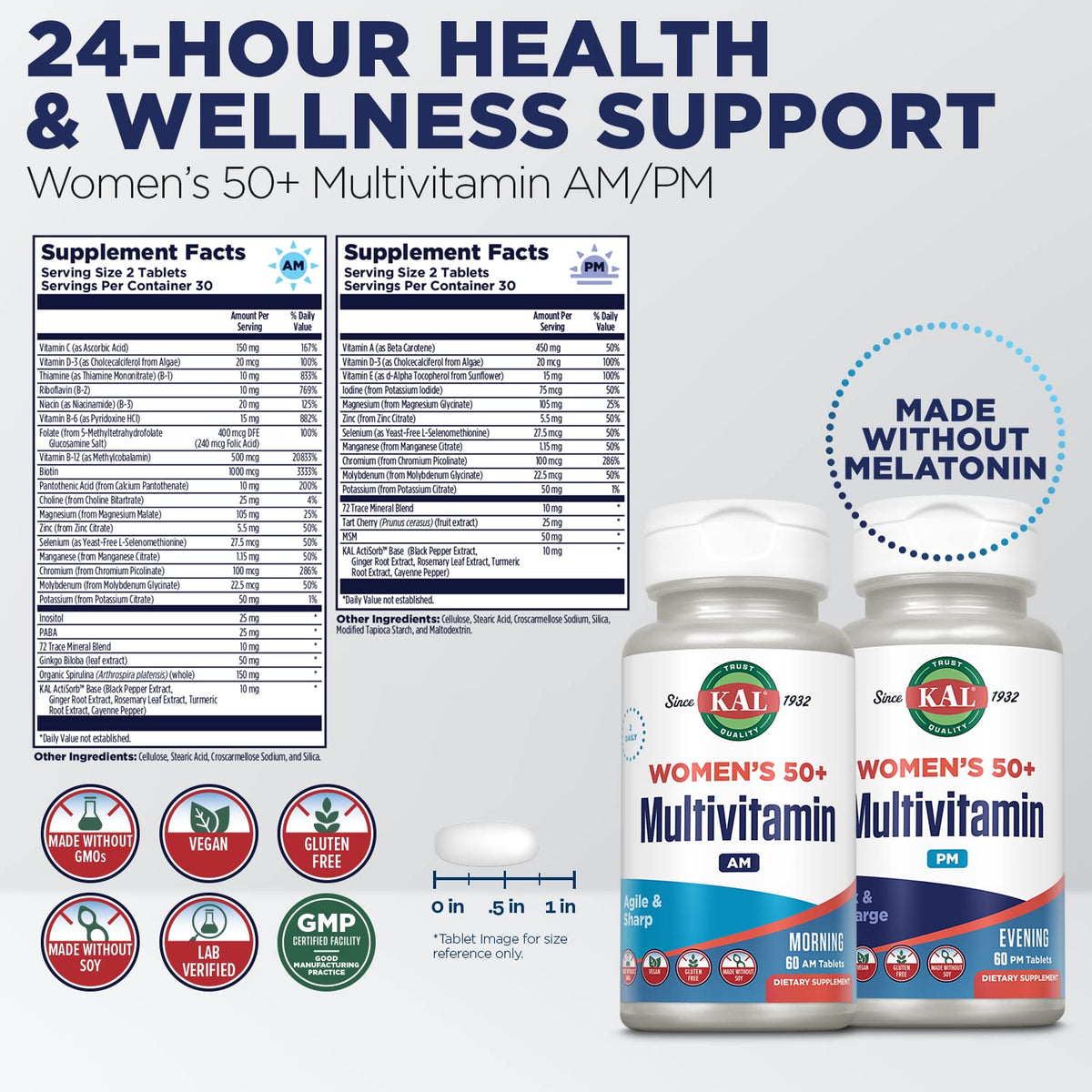 KAL Plus 2-in-1 Multivitamin for Women 50+ - 120 Tablets - image 3