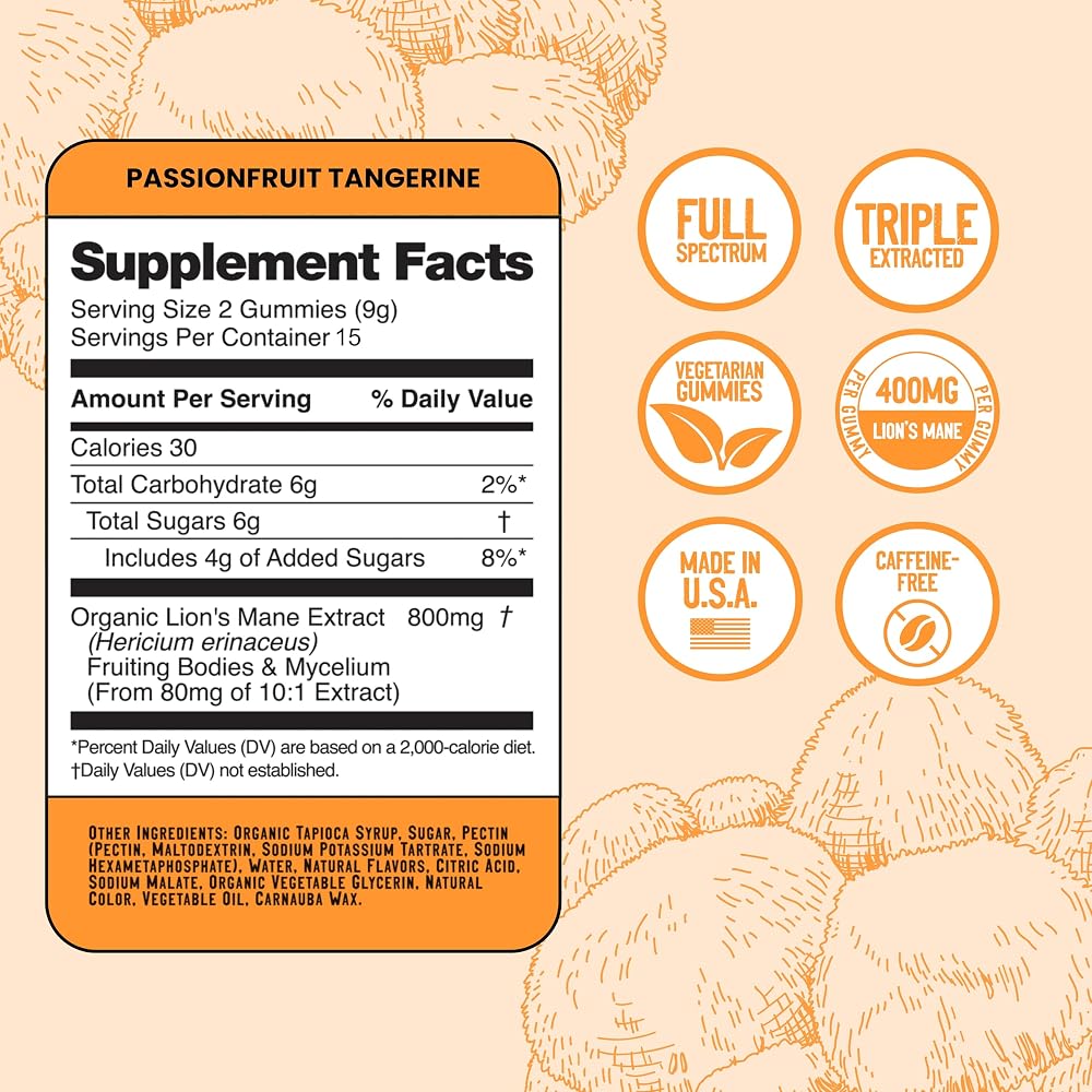 Troomy Nootropics Focus Lion's Mane Mushroom Gummies 800mg - 30 Gummies - image 4