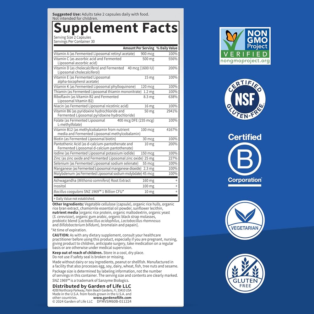 Garden of Life Dr. Formulated Multi+ Stress & Mood Support - 60 Capsules - image 5
