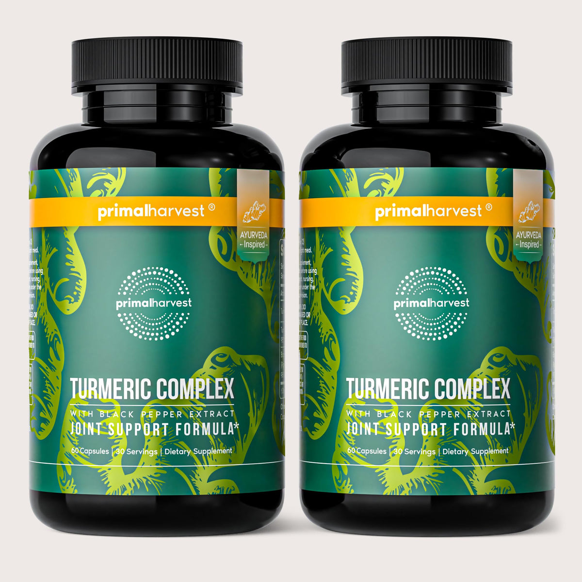 Primal Harvest Turmeric Complex Daily Vegan Supplement - 120 Capsules