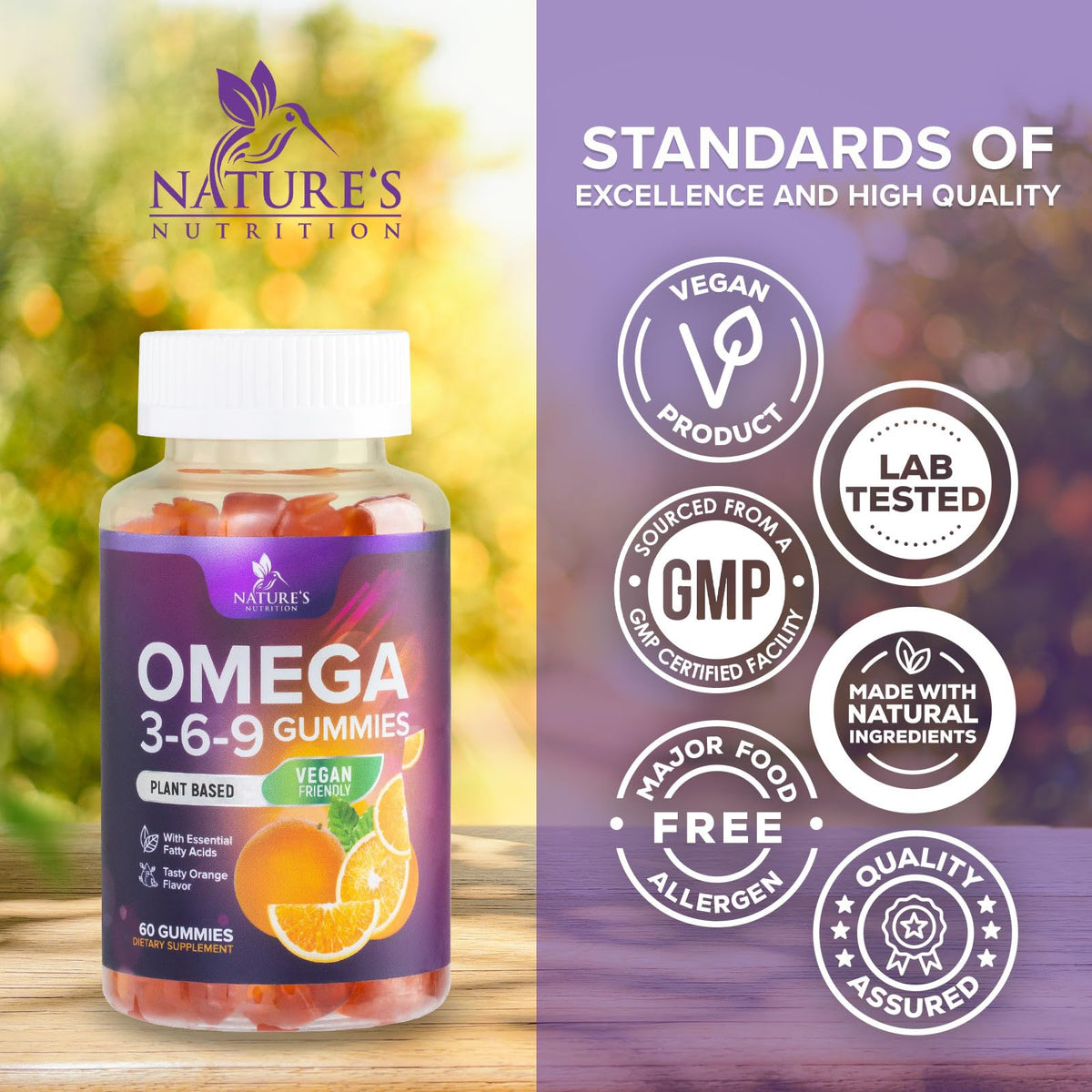 Nature's Nutrition Omega 369 Gummies - Vegan Triple Omega 3