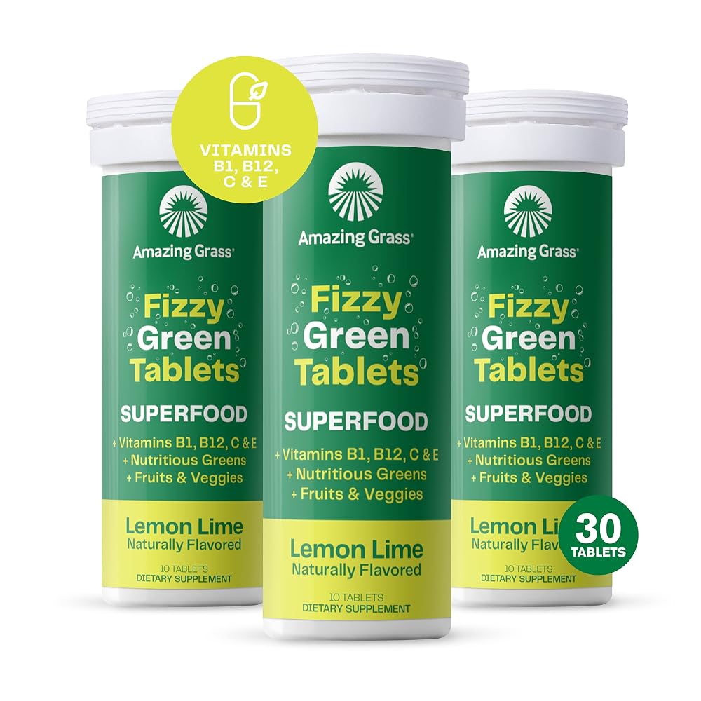 Amazing Grass Green Superfood Fizzy Tablets Lemon Lime - 30 Count