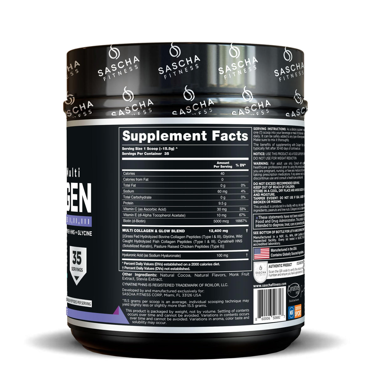 SASCHA FITNESS Hydrolyzed Multi Collagen Peptides Tipes 1,2 & 3