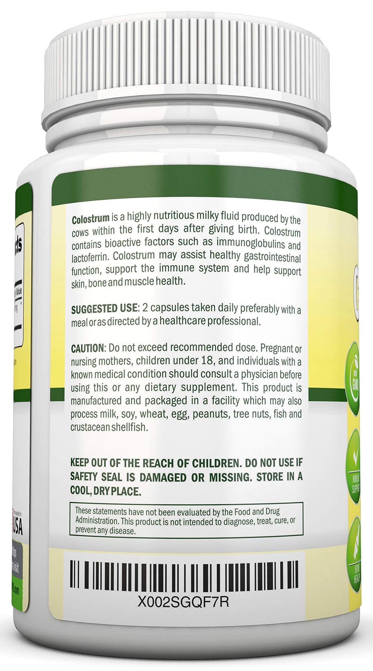 NutriONN Colostrum 1000mg 30% IgG Immune Support - 120 Capsules - image 3