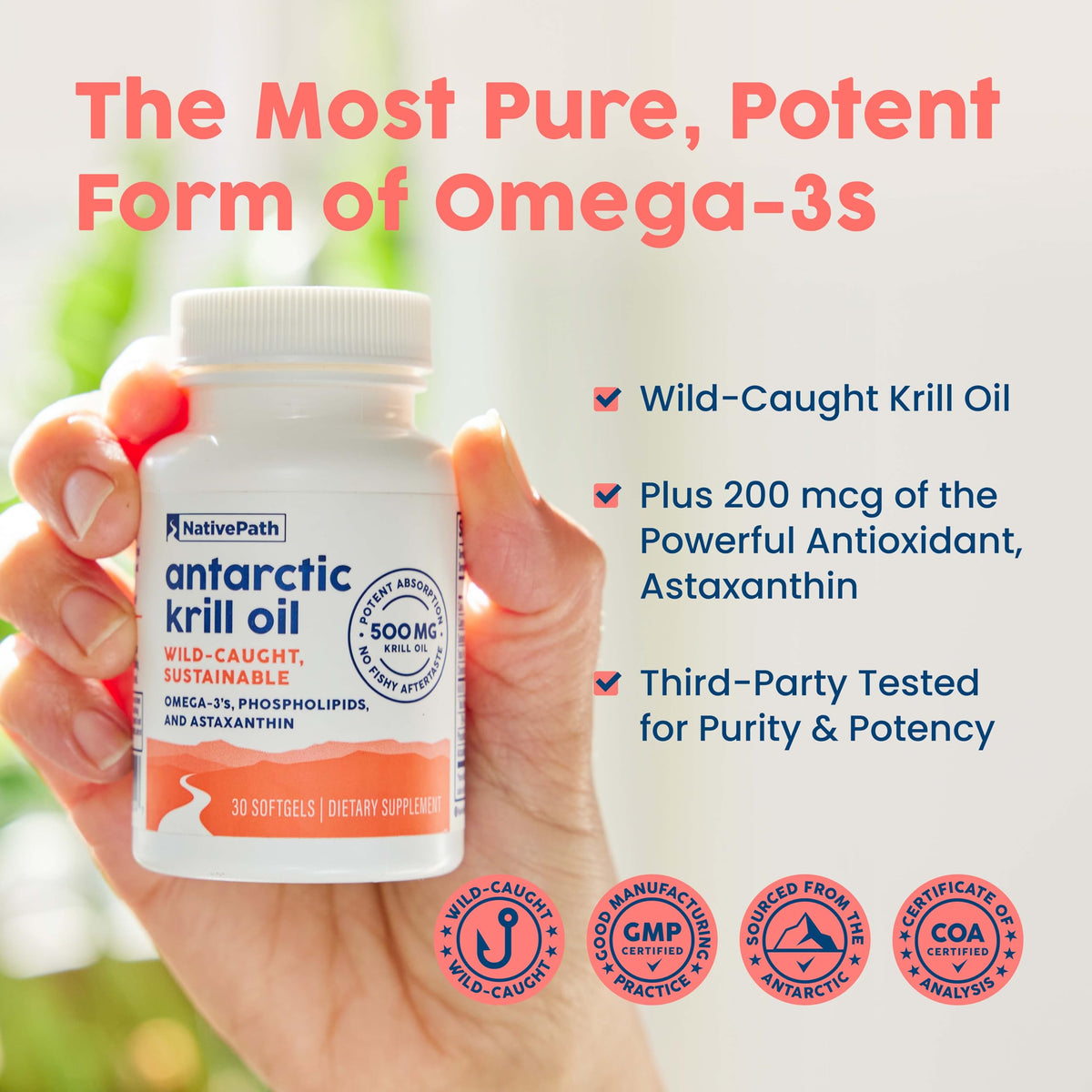 NativePath Wild-Caught Antarctic Krill Oil 500mg - 30 Softgels - image 2