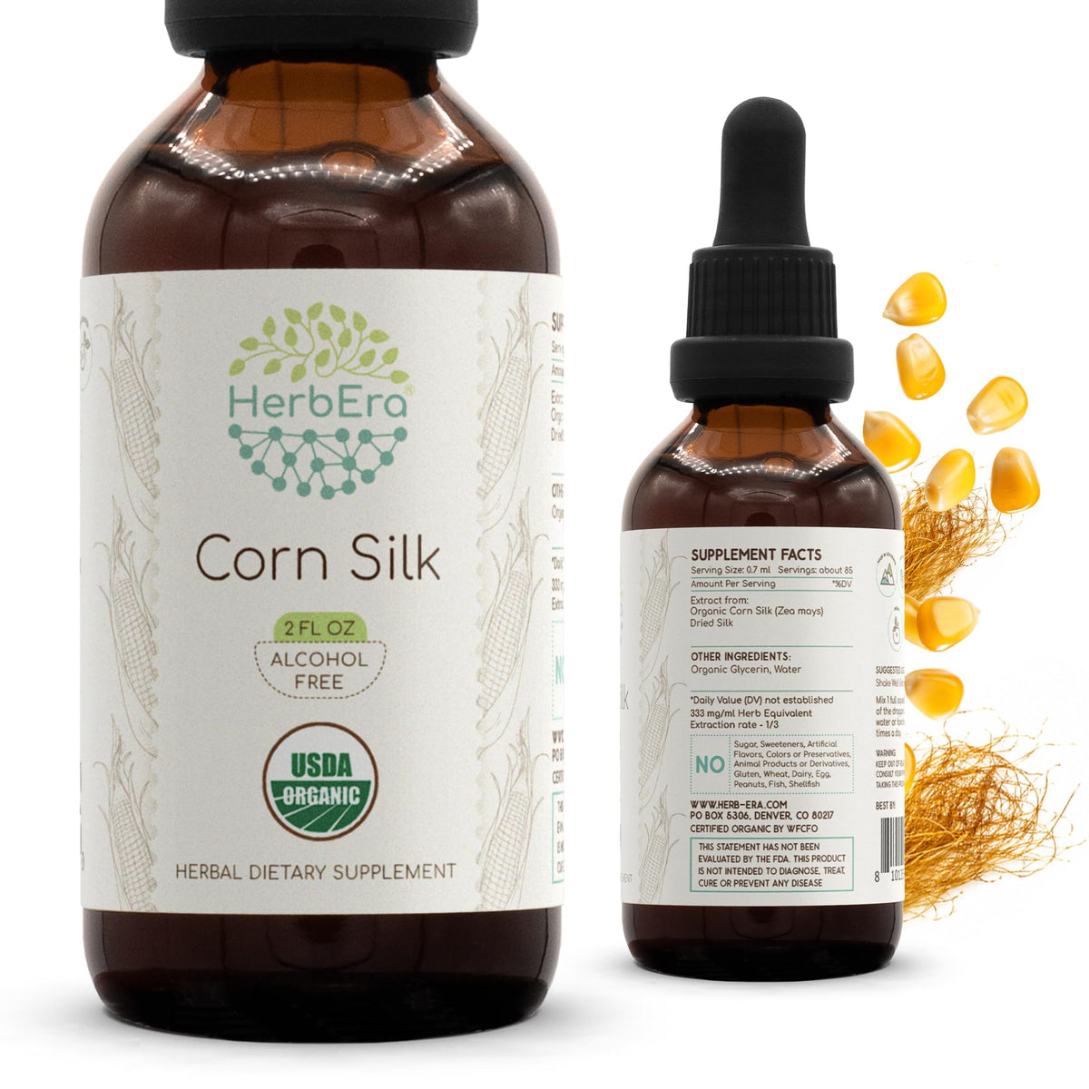 HerbEra Corn Silk Alcohol-Free Herbal Extract Tincture