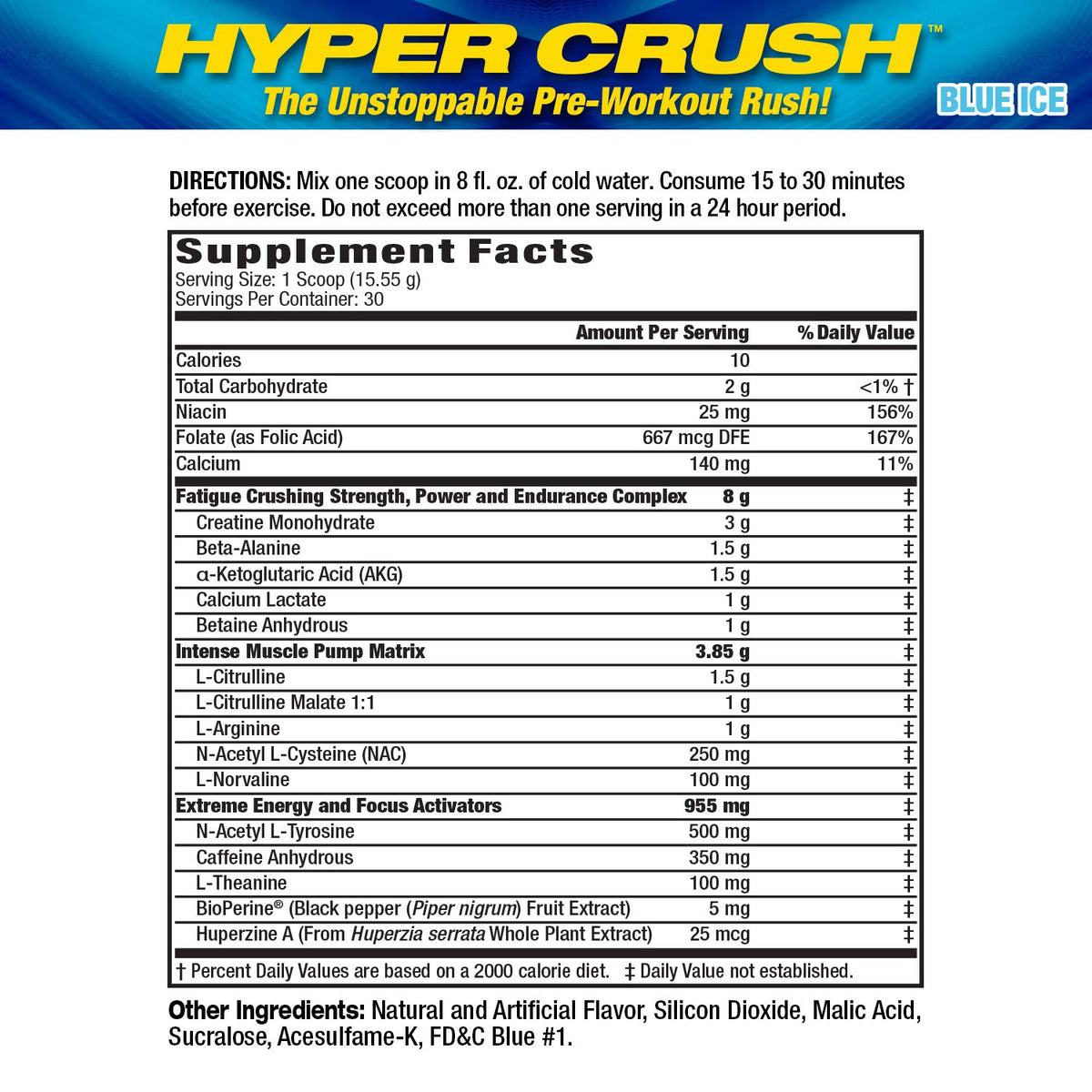 Maximum Human Performance Hyper Crush Pre-Workout Powder - 30 Servings - image 2