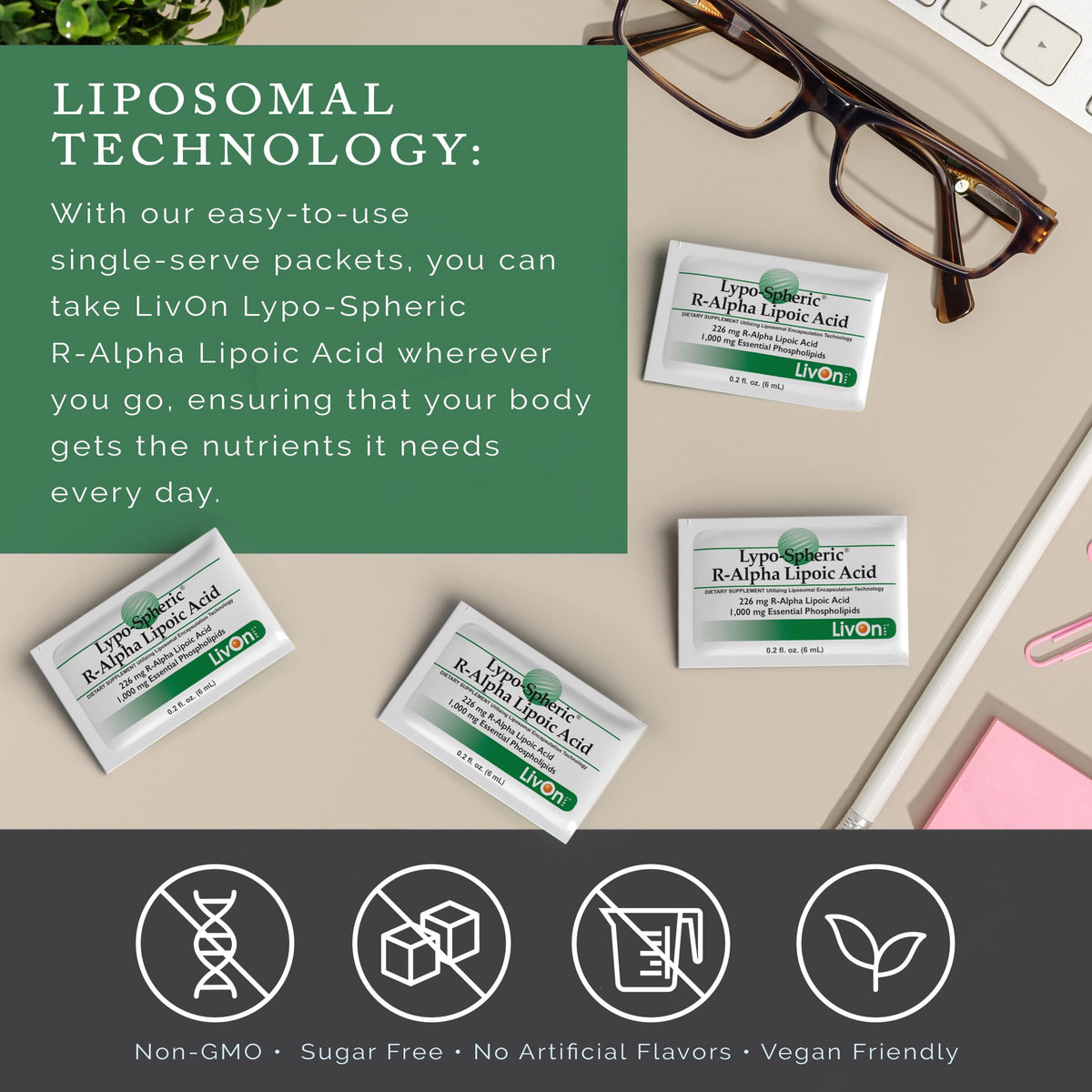 LivOn Laboratories Lypo-Spheric R-Alpha Lipoic Acid - 30 Packets - image 6