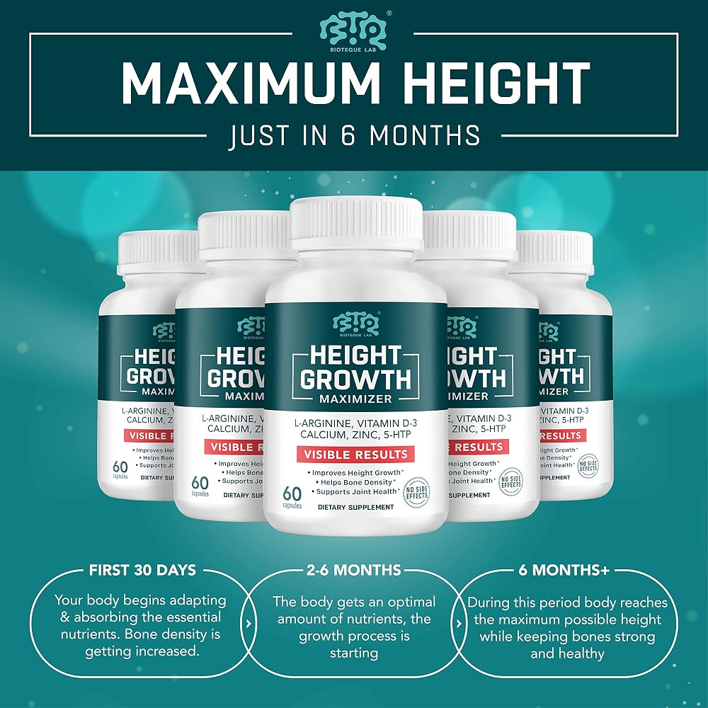 BTQ BIOTEQUE LAB Height Growth Maximizer Calcium Vitamin D3 Zinc - 60 Capsules - image 4