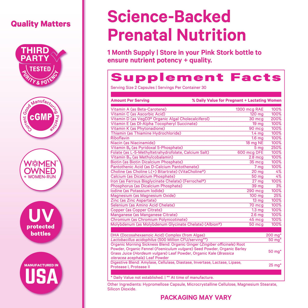 Pink Stork Premium Prenatal Vitamins - 60 Capsules - image 6