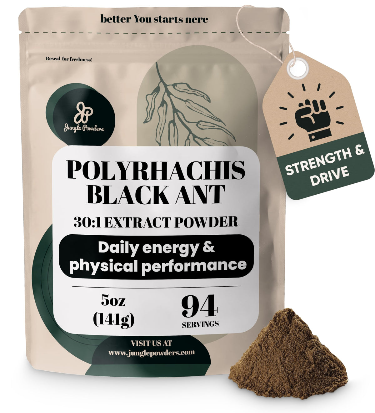 Jungle Powders Black Ant Extract Powder 30:1 - 5 Ounces