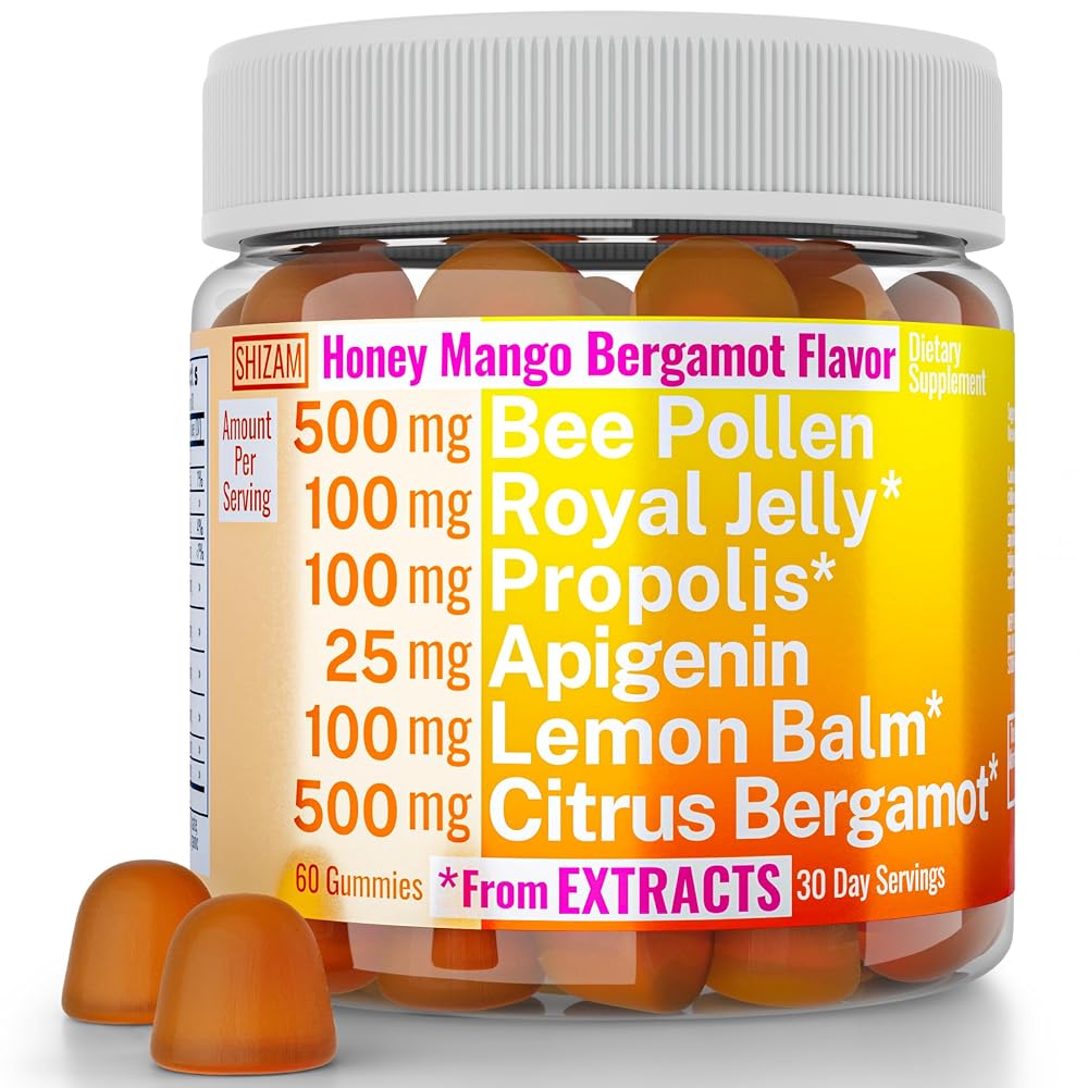 SHIZAM Bee Pollen Royal Jelly Citrus Bergamot Gummies - 60 Count