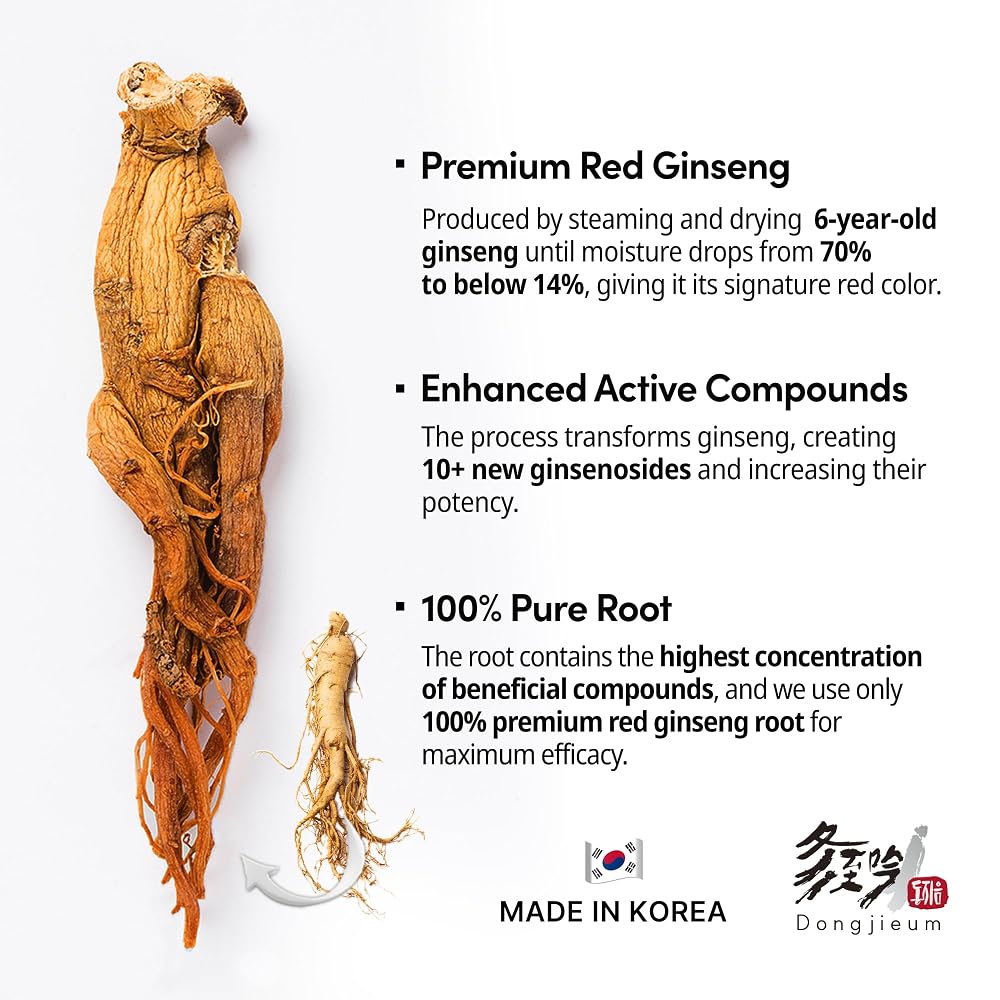 Dongjieum Korean Red Ginseng 6-Year Root - 120 Vegan Capsules - image 3