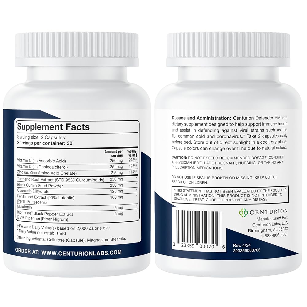 Centurion Health Defender PM Sleep + Immune Supplement - 60 Capsules - image 2