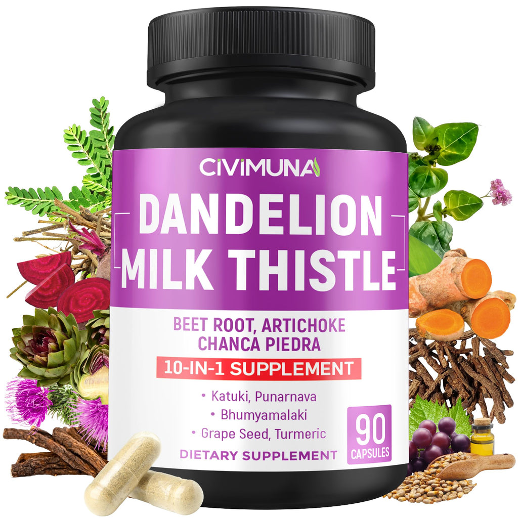 CIVIMUNA Dandelion Root Capsules with Milk Thistle - 90 Capsules