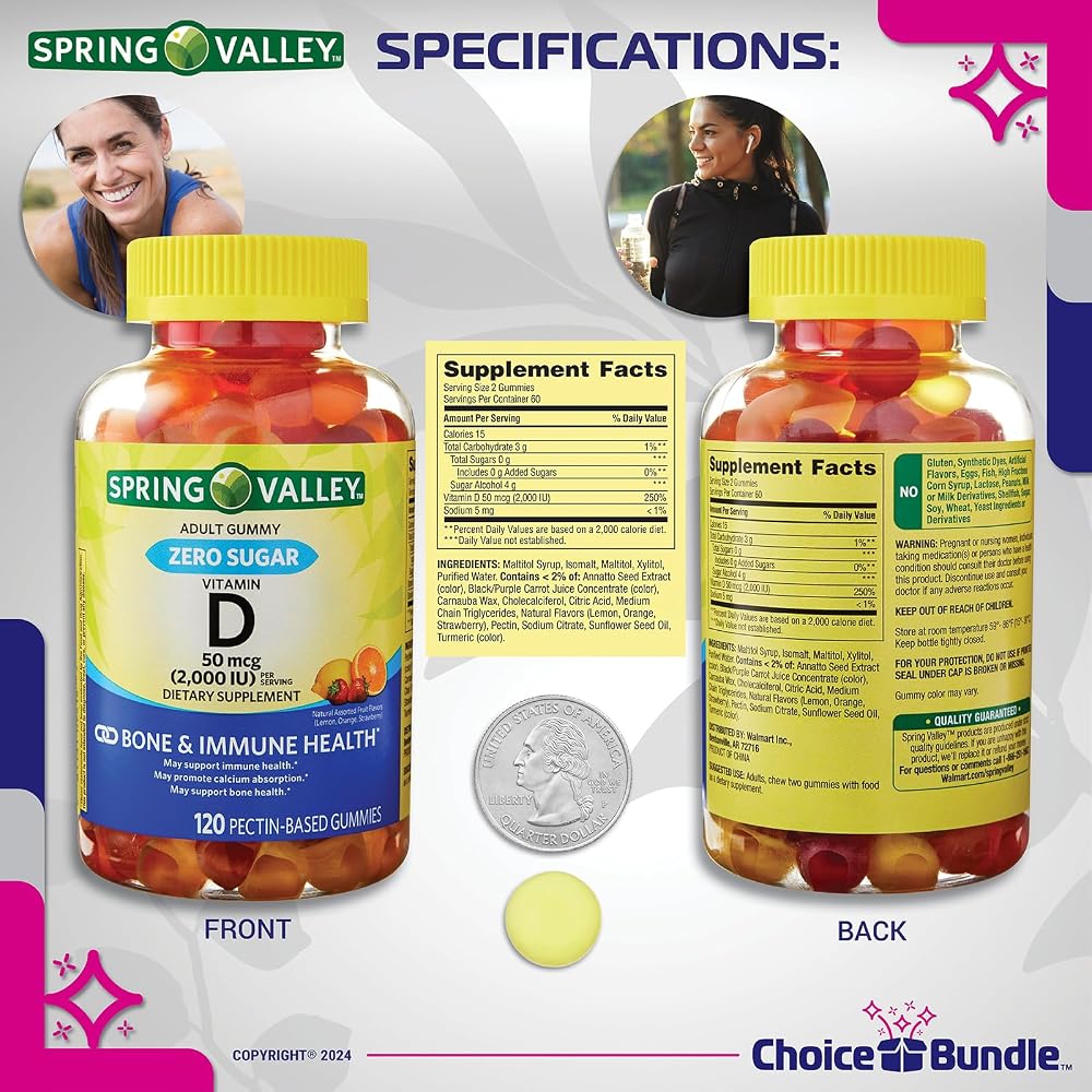 Choice Bundle Spring Valley Vitamin D 50 mcg Gummies - 240 Count - image 3