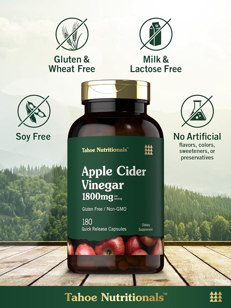 Tahoe Nutritionals Apple Cider Vinegar Capsules 1800 mg - 180 Capsules - image 5