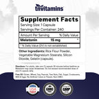 tnvitamins Melatonin 15 MG Sleep Support - 240 Capsules - image 2