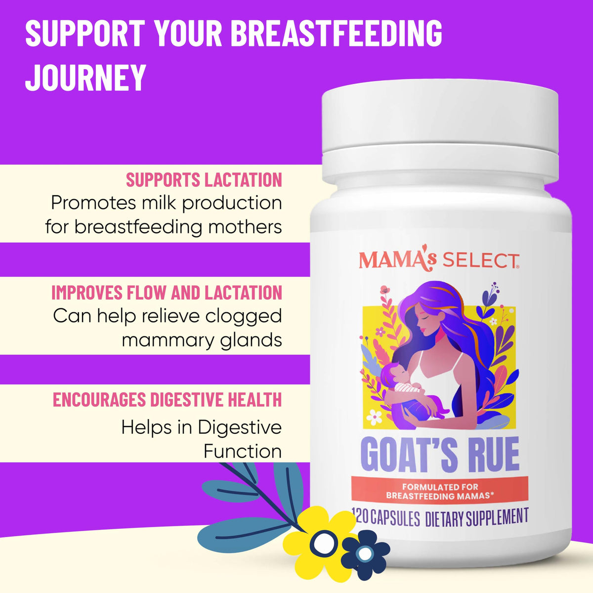Mama's Select Organic Goat's Rue Lactation Supplement - 120 Capsules - image 3