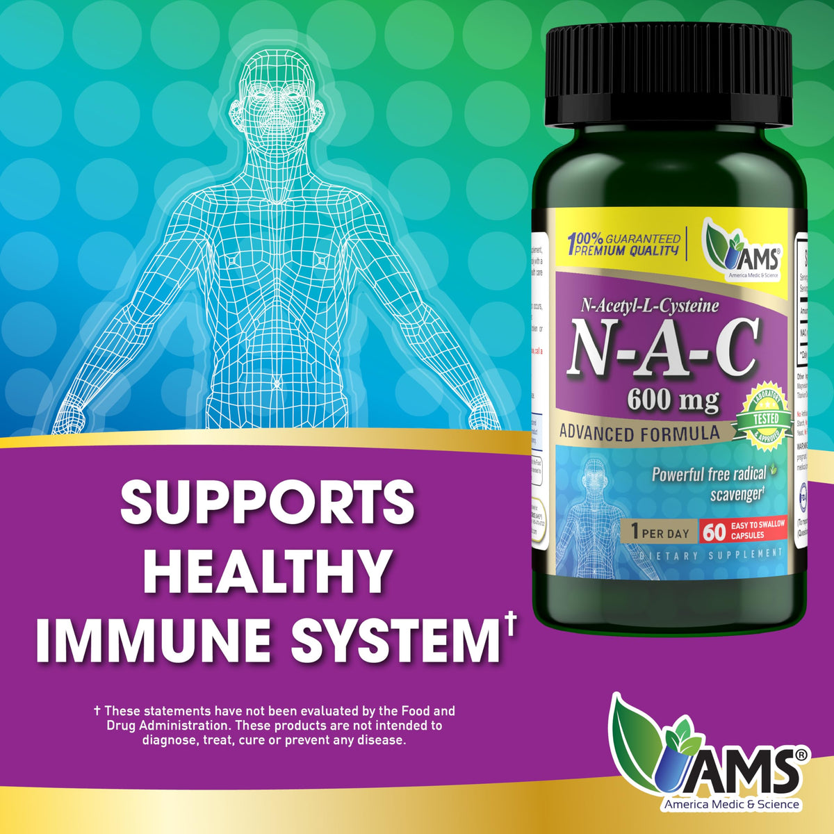 America Medic & Science NAC 600mg Capsules - 60 Count - image 4