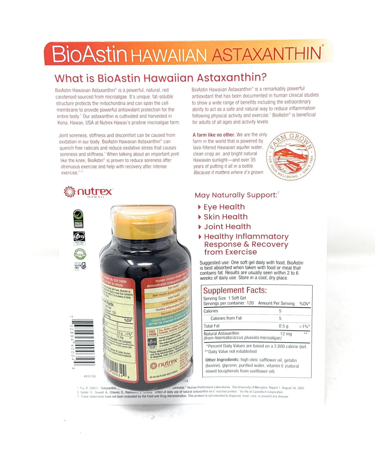 BioAstin Hawaiian Astaxanthin 12 mg - 120 Softgels - image 2