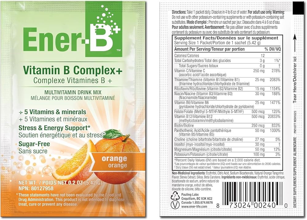 Ener-C Ener-B+ Sugar Free Multivitamin Drink Mix - Instant Vitamin