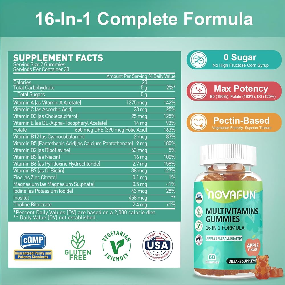 Novafun Multivitamin Gummies 16-in-1 Supplement - 60 Count - image 2