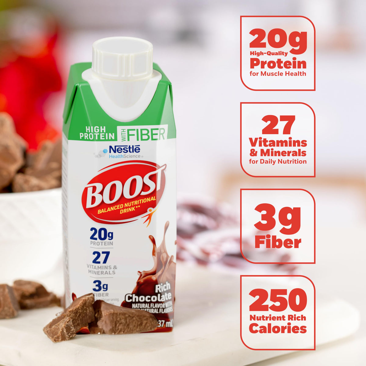 BOOST High Protein with Fiber Nutritional Shake, Chocolate - 24 Pack - image 4